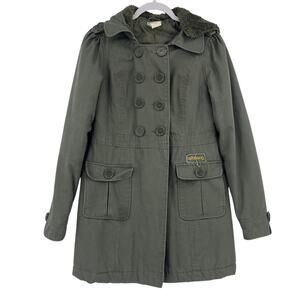 Vintage Billabong Barn Jacket Utility Womens Coat Sz M Y2K Military Fur Grunge